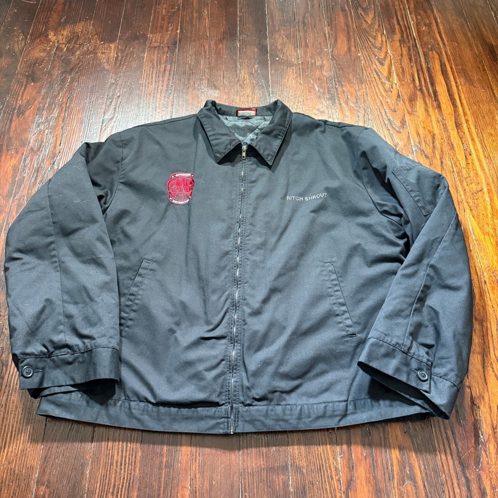 Mac Tools Jacket Mens 3XL Black Mechanic Workwear Canvas Quilt Lined Embroidered